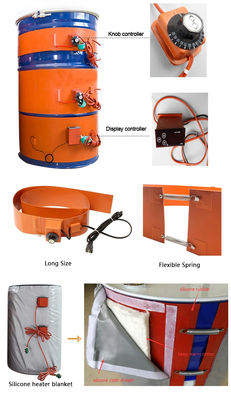Wholesale Price 220V 1kw 200 Liter 55 Gallon Electric Flexible Silicone Rubber Band Drum Oil Heater